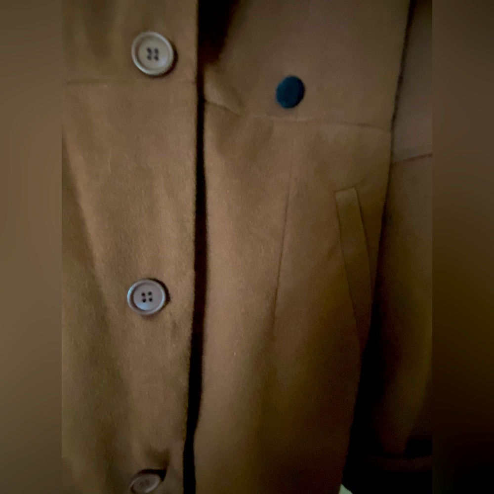 Brown & Black Trimmed Trench Coat Overcoat - Perfect Winter Staple - Picture 4 of 5
